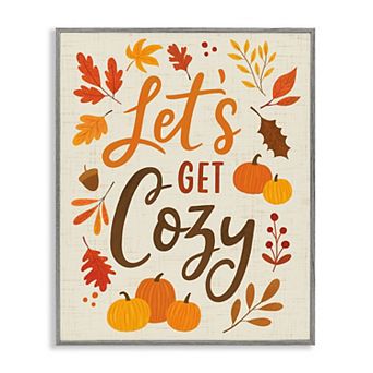 Stupell Home Decor Let's Get Cozy Autumnal Leaf Framed Giclee Wall Art