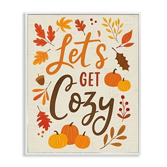 Stupell Home Decor Let's Get Cozy Autumnal Leaf Framed Giclee Wall Art