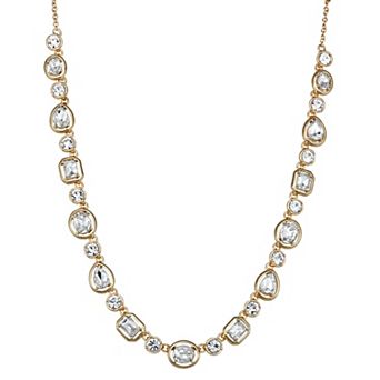 You're Invited Gold Tone Gemstone Collar Necklace