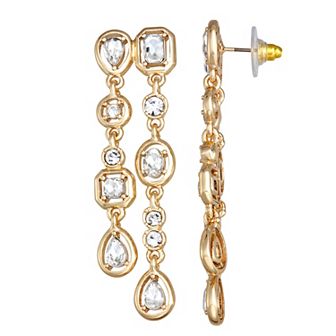 You're Invited Gold Tone Crystal Chandelier Earrings
