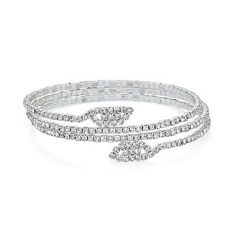 You're Invited Silver Tone Rhinestone Coil Bracelet