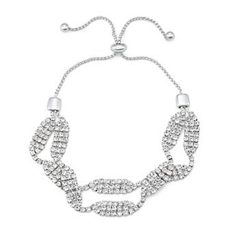 You're Invited Silver Tone Rhinestone Slider Bracelet