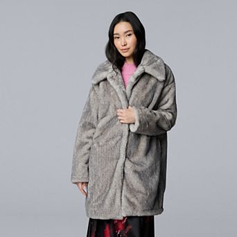 Petite Simply Vera Vera Wang Faux Fur Coat