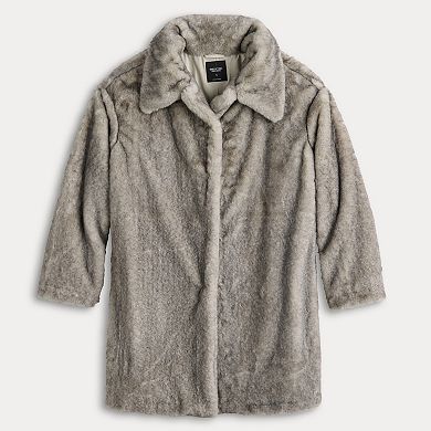 Petite Simply Vera Vera Wang Faux Fur Coat