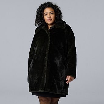 Plus Size Simply Vera Vera Wang Faux Fur Coat