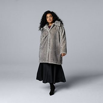 Plus Size Simply Vera Vera Wang Faux Fur Coat