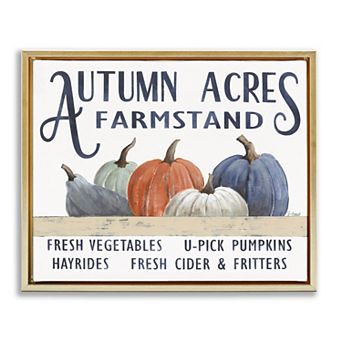 Stupell Home Decor Autumn Acres Farmstand Fall Framed Canvas Wall Art