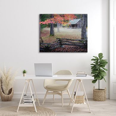 Stupell Home Decor Log Cabin Autumn Foliage Canvas Wall Art
