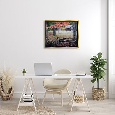 Stupell Home Decor Log Cabin Autumn Foliage Framed Canvas Wall Art