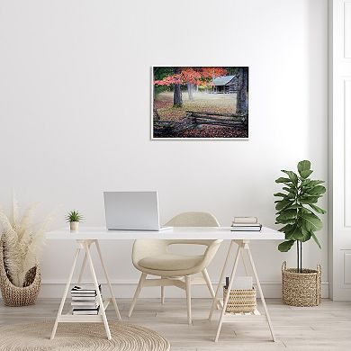 Stupell Home Decor Log Cabin Autumn Foliage Framed Giclee Wall Art