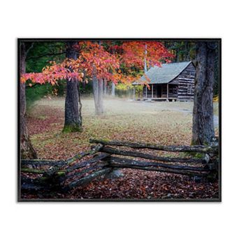 Stupell Home Decor Log Cabin Autumn Foliage Framed Giclee Wall Art