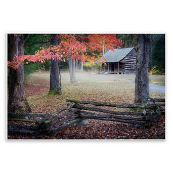 Stupell Home Decor Log Cabin Autumn Foliage Plaque Wall Art