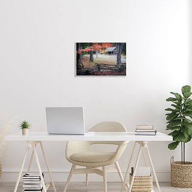 Stupell Home Decor Log Cabin Autumn Foliage Plaque Wall Art