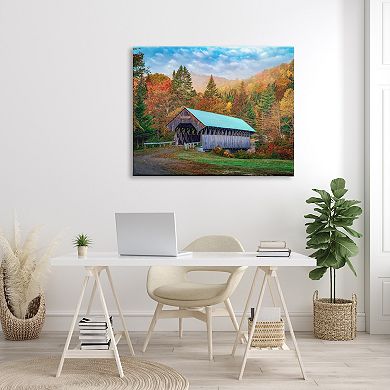 Stupell Home Decor Woodland Covered Bridge Canvas Wall Art
