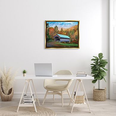 Stupell Home Decor Woodland Covered Bridge Framed Canvas Wall Art