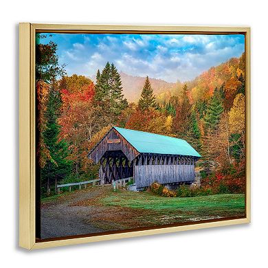 Stupell Home Decor Woodland Covered Bridge Framed Canvas Wall Art