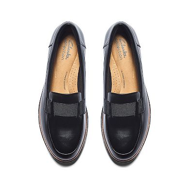 Clarks® Sharon Pace Women's Leather Slip-On Wedge Heel Loafers