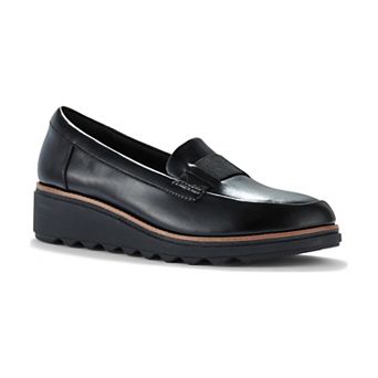 Clarks® Sharon Pace Women's Leather Slip-On Wedge Heel Loafers