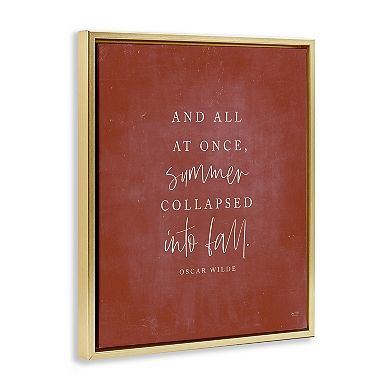 Stupell Home Decor Oscar Wilde Fall Quote Framed Canvas Wall Art