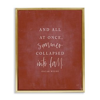 Stupell Home Decor Oscar Wilde Fall Quote Framed Canvas Wall Art