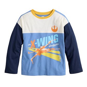 Boys 4-12 Jumping Beans® Star Wars X-Wing Starfighter Long Sleeve Colorblock Graphic Tee