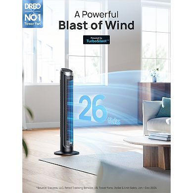 DREO 40 inch Tower Fan with Remote 5 Speed 90° Oscillation