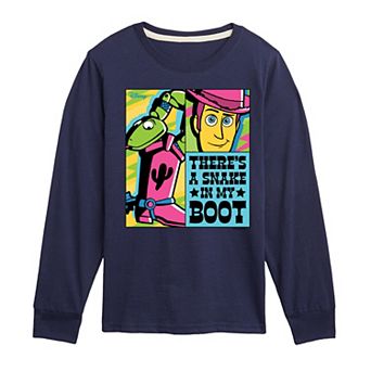 Disney / Pixar's Toy Story Woody Boys 8-20 There's A Snake In My Boot Long Sleeve Graphic Tee