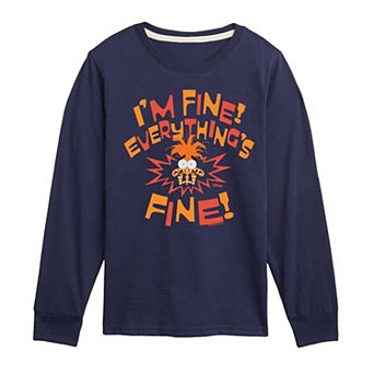 Disney / Pixar's Inside Out 2 Boys 8-20 Anxiety Everything's Fine Long Sleeve Graphic Tee