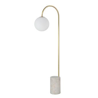 Renwil Merlot 62 Tall Satin Brass Floor Lamp With Globe Glass Shade