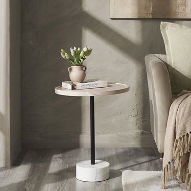 Renwil Antares Side Table In Beige, Black Color