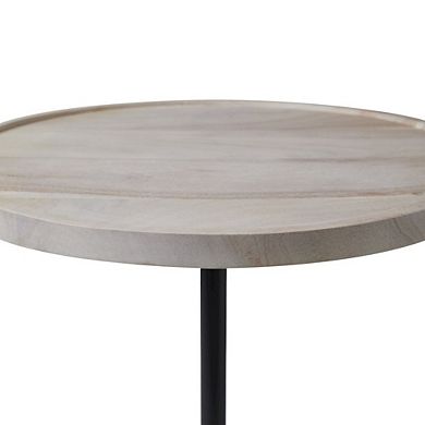 Renwil Antares Side Table In Beige, Black Color