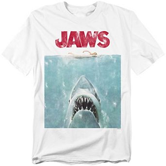 Big & Tall Jaws Movie Poster White Graphic Tee