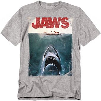 Big & Tall Jaws Movie Poster Grey Graphic Tee