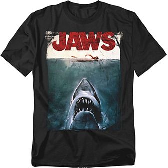 Big & Tall Jaws Movie Poster Black Graphic Tee