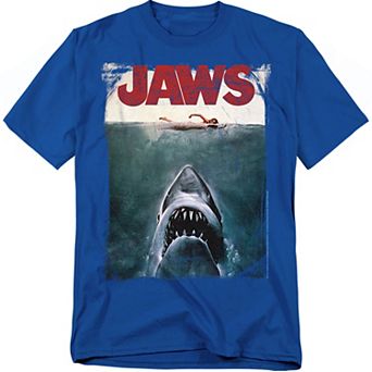 Big & Tall Jaws Movie Poster Blue Graphic Tee