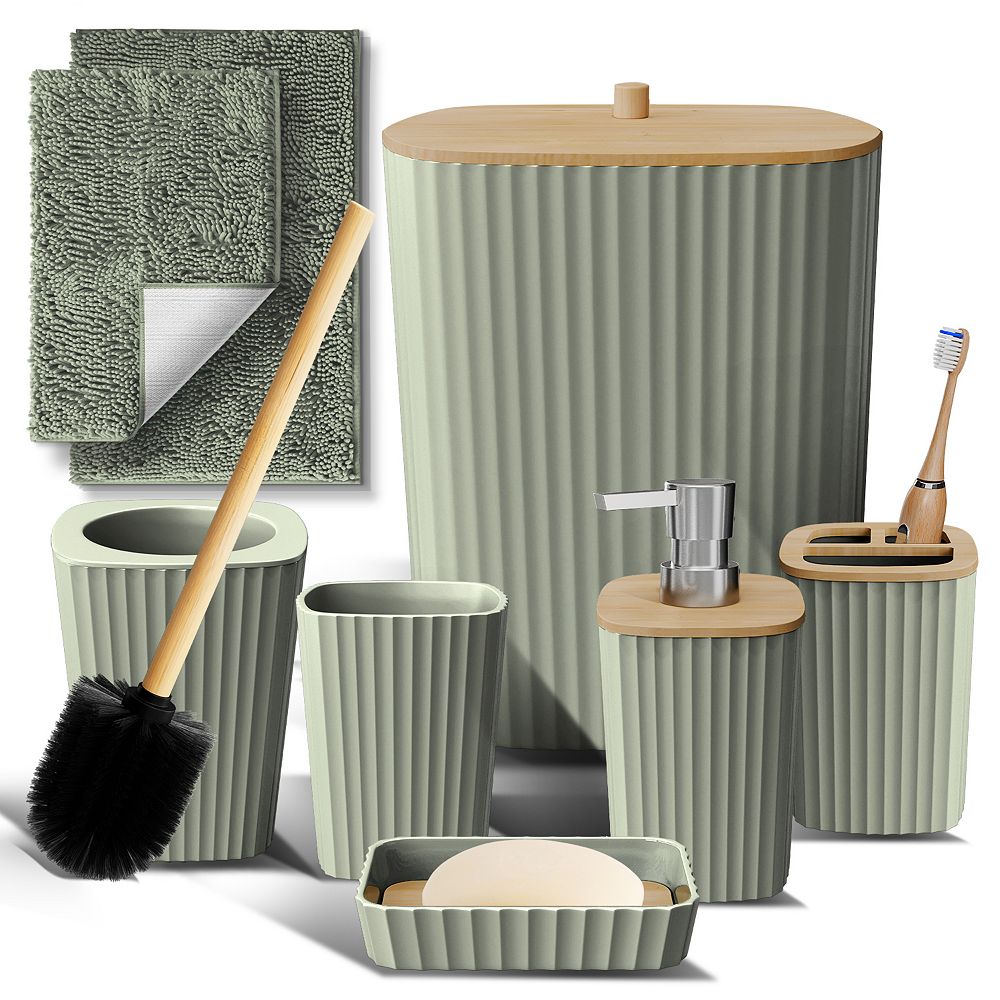 Clara Clark Complete Bathroom Accessory Set with Bath Rugs