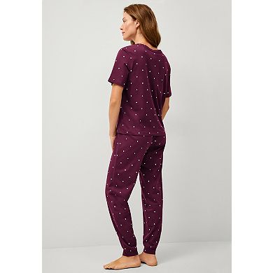 ellos Plus Size Short Sleeve Tee & Jogger 2-Piece Sleep Set