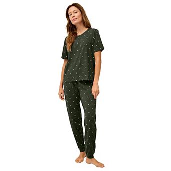 Ellos Plus Size Cotton Spandex Short Sleeve Tee & Jogger 2 pc Sleep Set