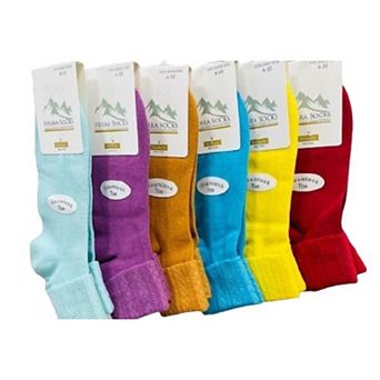 Colorful Socks - Sierra Socks Women Triple Cuff Crew Cotton Colorful Socks 6 Pair Pack