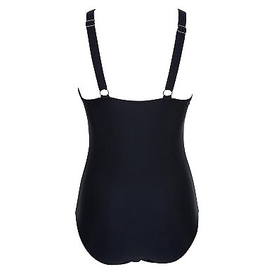 Women's Tummy Control Swimsuits Mesh Charming One piece Bathing Suits Slimming V neck Swimwear