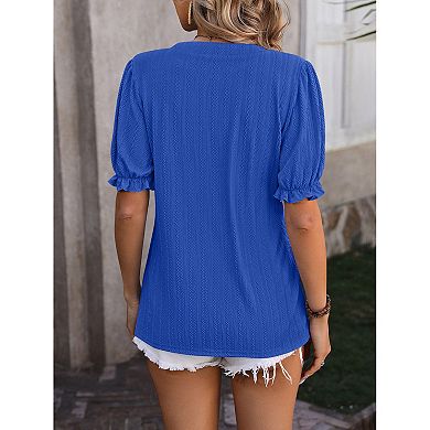 Womens Polo Shirt Lapel V Neck Tops Short Sleeve Plain T-Shirts Casual Blouses Golf Tennis Work Tee