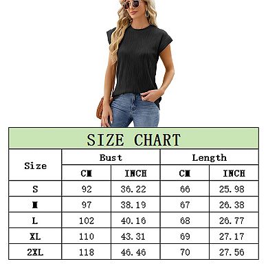 Womens Summer Tops Textured Crewneck Short Sleeve Loose Trendy Basic Tee Business Shirt Blouses