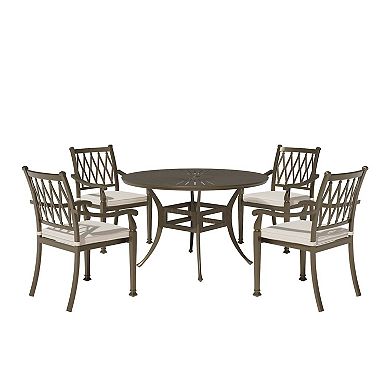 Mondawe 5 Pieces Cast Aluminum Outdoor Patio Dining Set included Armchairs with Cushion