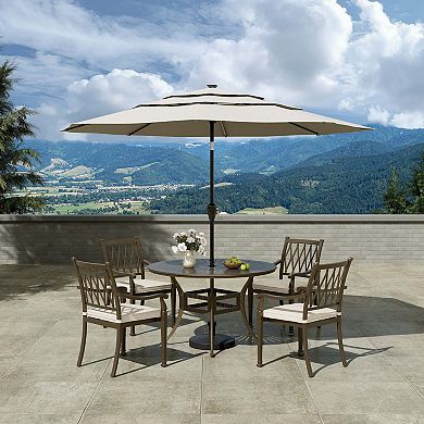 Mondawe 5 Pieces Cast Aluminum Outdoor Patio Dining Set included Armchairs with Cushion