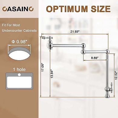 CASAINC 1.8 GPM Pot Filler Kitchen Faucet with 2 Handle