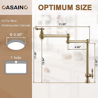CASAINC 1.8 GPM Pot Filler Kitchen Faucet with 2 Handle