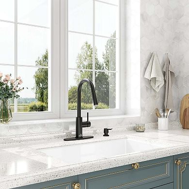 Single-Handle Pull Down Sprayer Kitchen Faucet with Infrared Sensor, Soap Dispenser and Deck Plate