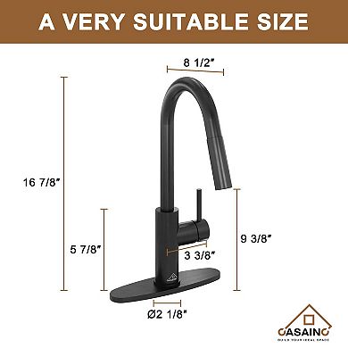 Single-Handle Pull Down Sprayer Kitchen Faucet with Infrared Sensor, Soap Dispenser and Deck Plate