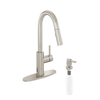 Single-Handle Pull Down Sprayer Kitchen Faucet with Infrared Sensor, Soap Dispenser and Deck Plate