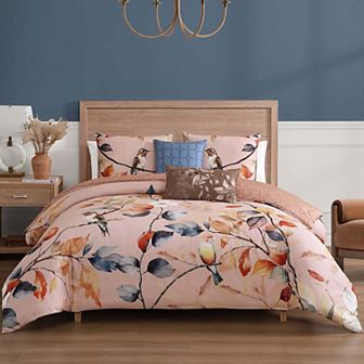 Bebejan Peachy Dogwood 100% Cotton Sateen 5 pc Reversible Comforter Set